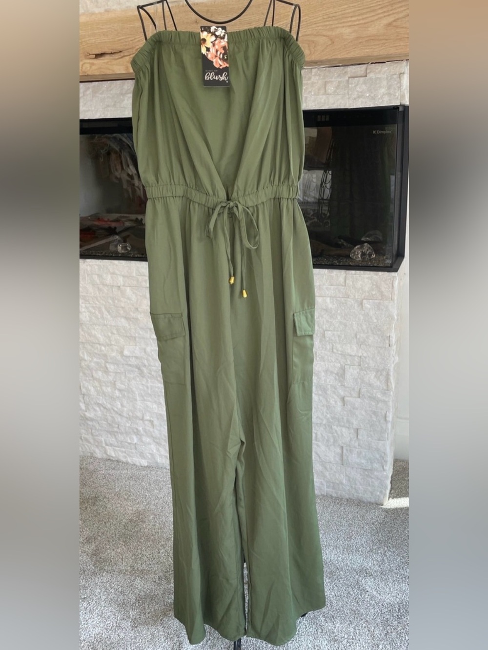 Blush Olive Green Strapless Jumpsuit